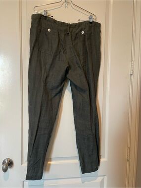 Allen Allen Women’s Olive Green Linen Chinos